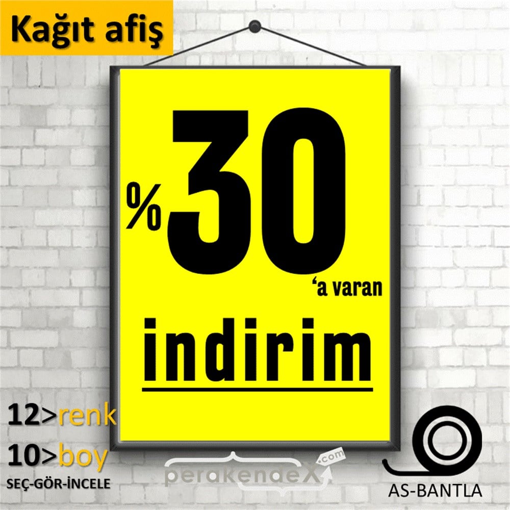 yüzde 30 a varan indirim POSTERİ -dikdörtgen,tek yön baskı