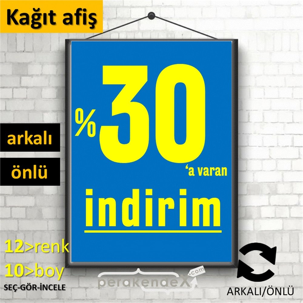 yüzde 30 a varan indirim POSTERİ -dikdörtgen,çift yön baskı