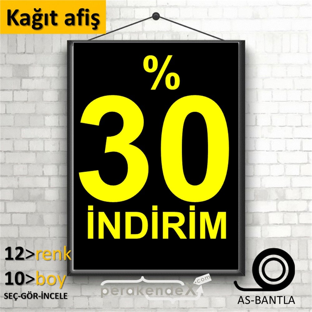 yüzde 30 indirim POSTERİ -dikdörtgen,tek yön baskı