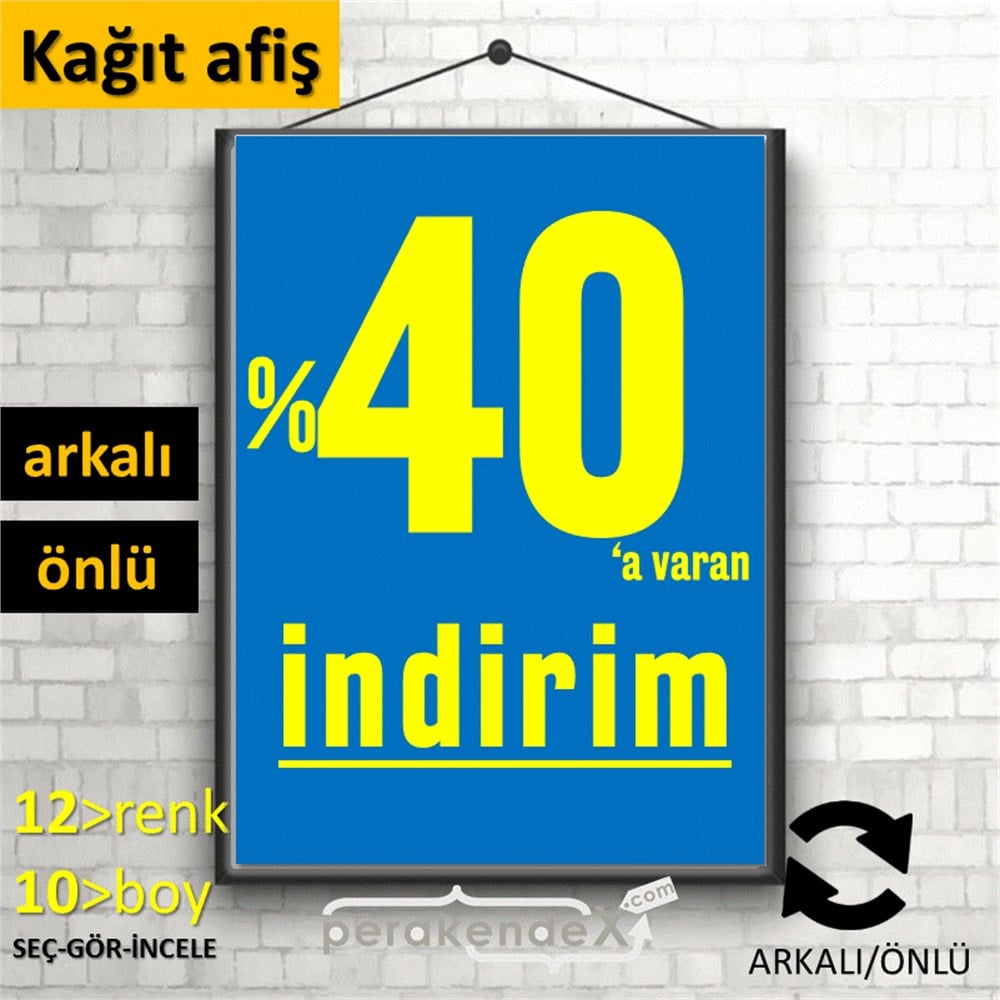 yüzde 40 a varan indirim POSTERİ -dikdörtgen,çift yön baskı