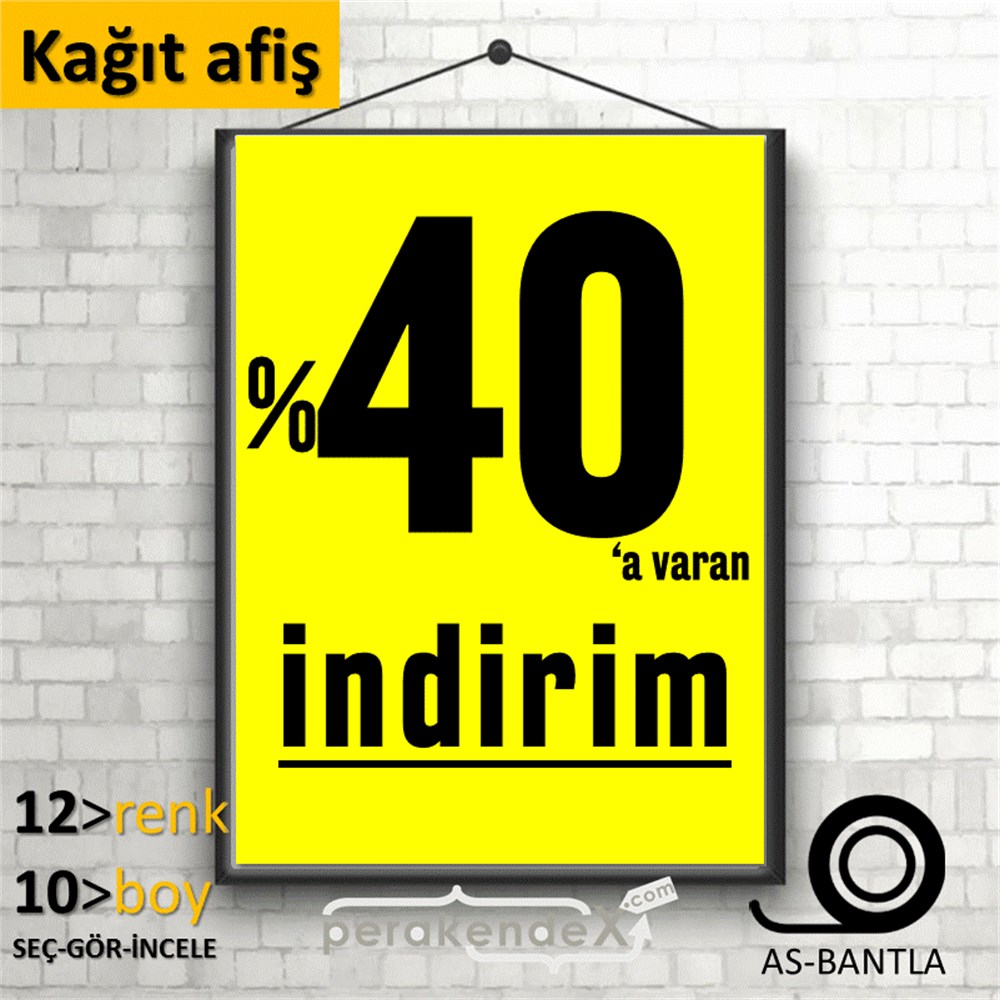 yüzde 40 a varan indirim POSTERİ -dikdörtgen,tek yön baskı