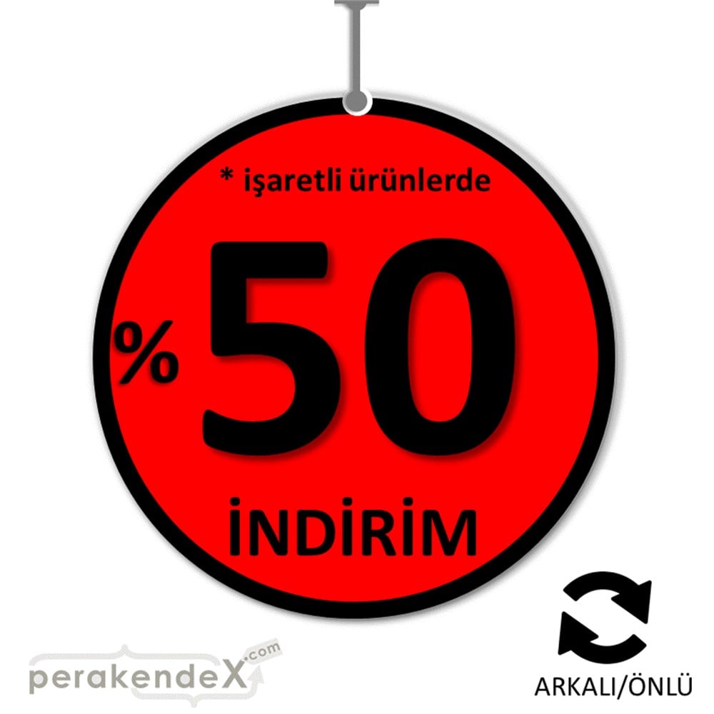 yüzde 50 ye varan indirim DÖNKARTI -oval,çift yön baskı