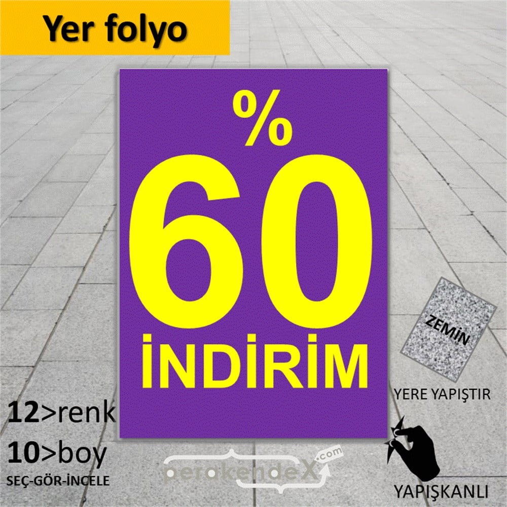 yüzde 60 indirim YER ZEMİNE YAPIŞIR -dikdörtgen,tek yön baskı