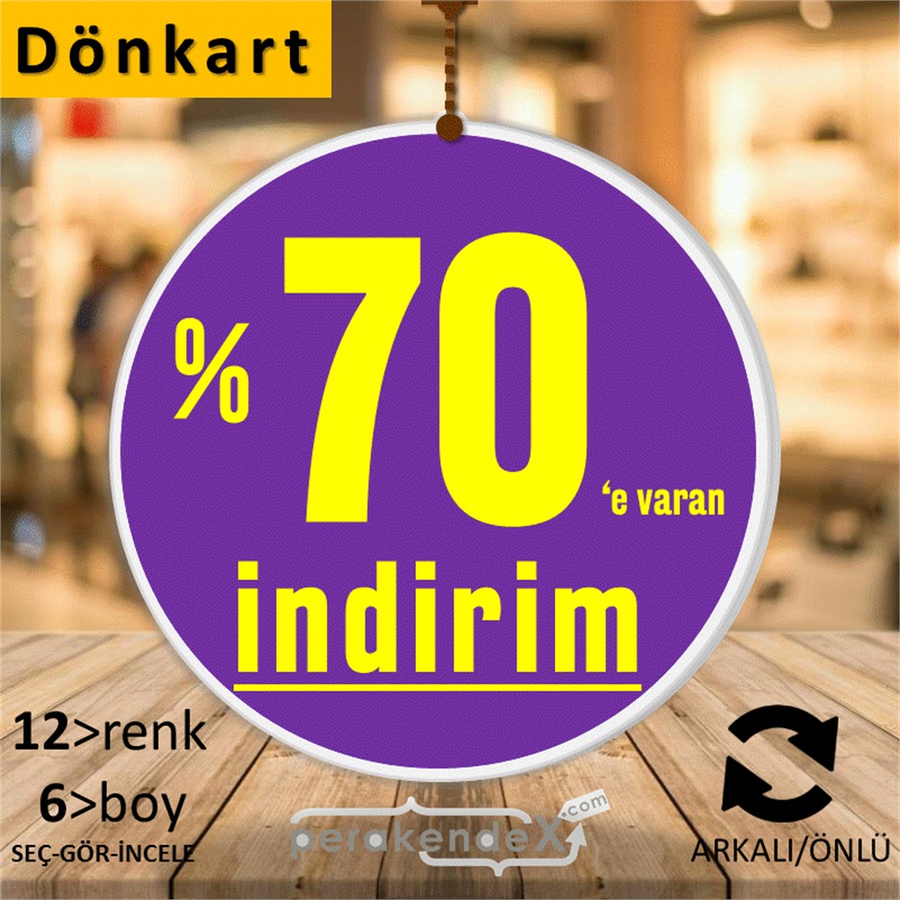 yüzde 70 e varan indirim DÖNKARTI -oval,çift yön baskı