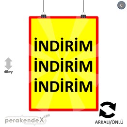3X indirim SERT PLASTİK POSTER -dikdörtgen,çift yön baskı