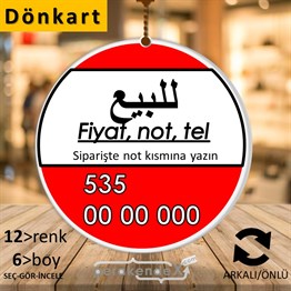 Arapça Satılık Yazısı 005 DÖNKART -oval,çift yön baskıdön-kart