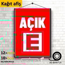 Eczane Açık Yazısı KAĞIT POSTER,  AFİŞ -dikdörtgen,tek yön baskıkağıt poster,  afiş
