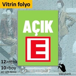 Eczane Açık Yazısı VİTRİN - CAM FOLYO,  VİNİL -dikdörtgen,tek yön baskıvitrin - cam folyo,  vinil