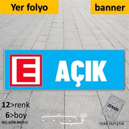 Eczane Açık Yazısı YER - ZEMİN FOLYO,  VİNİL (BANNER) -dikdörtgen,tek yön baskıyer - zemin folyo,  vinil