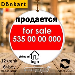Rusça Satılık Yazısı 003 DÖNKART -oval,çift yön baskıdön-kart