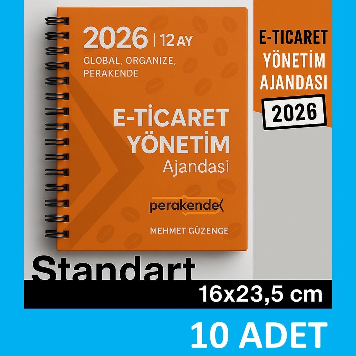 10 adet E-TİCARET YÖNETİM AJANDASI 2026 --xx -Standart Boy - 12 AYLIK//MAĞAZA YÖNETİM AJANDASI