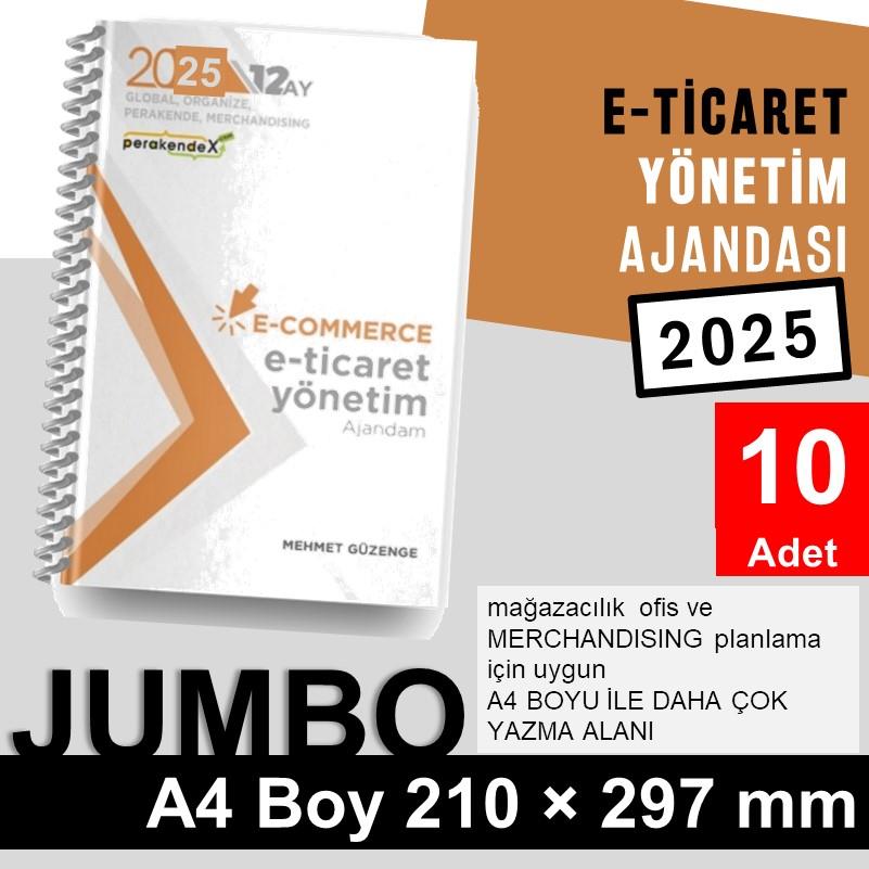 10 adet E-TİCARET YÖNETİM AJANDASI 2025 --xx -JUMBO BOY - 12 AYLIK//MAĞAZA YÖNETİM AJANDASI