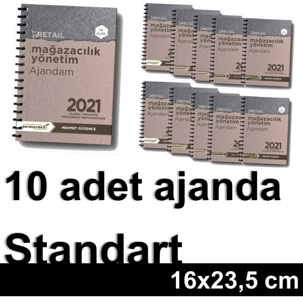 10 adet MAĞAZA YÖNETİM AJANDASI 2021 --Natürel Renk - Standart Boy - 14 AYLIKmağaza yönetim ajandası