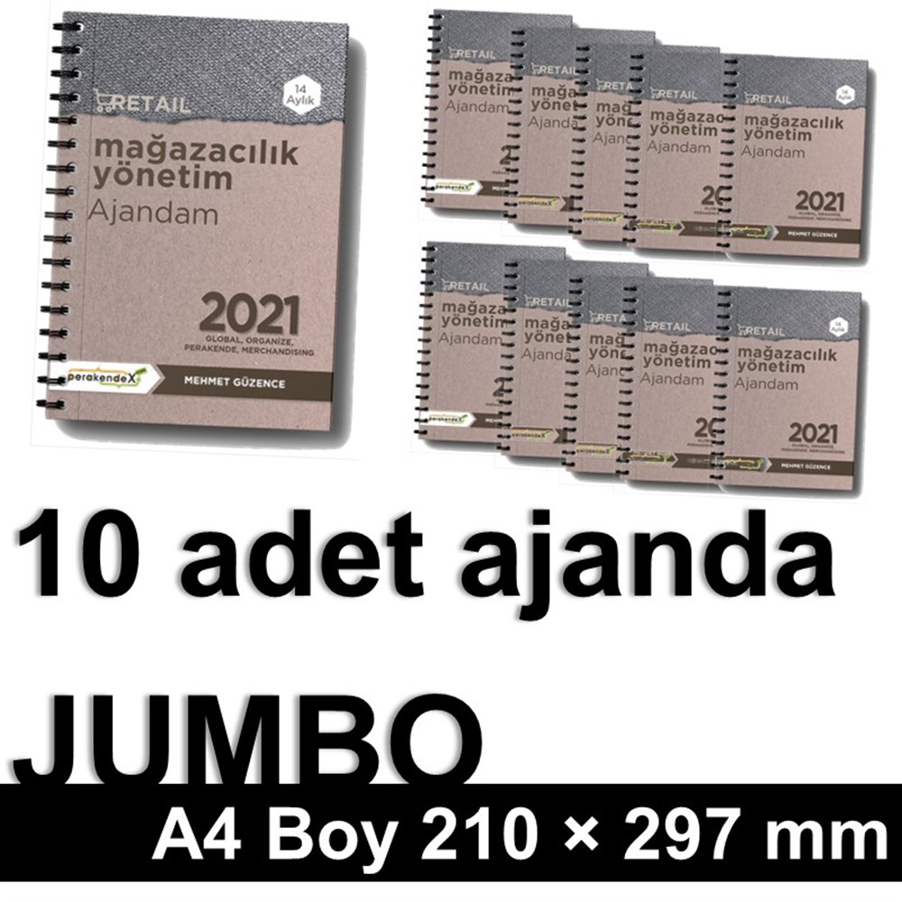 10 adet MAĞAZA YÖNETİM AJANDASI 2021 --Natürel Renk - JUMBO BOY - 14 AYLIKmağaza yönetim ajandası