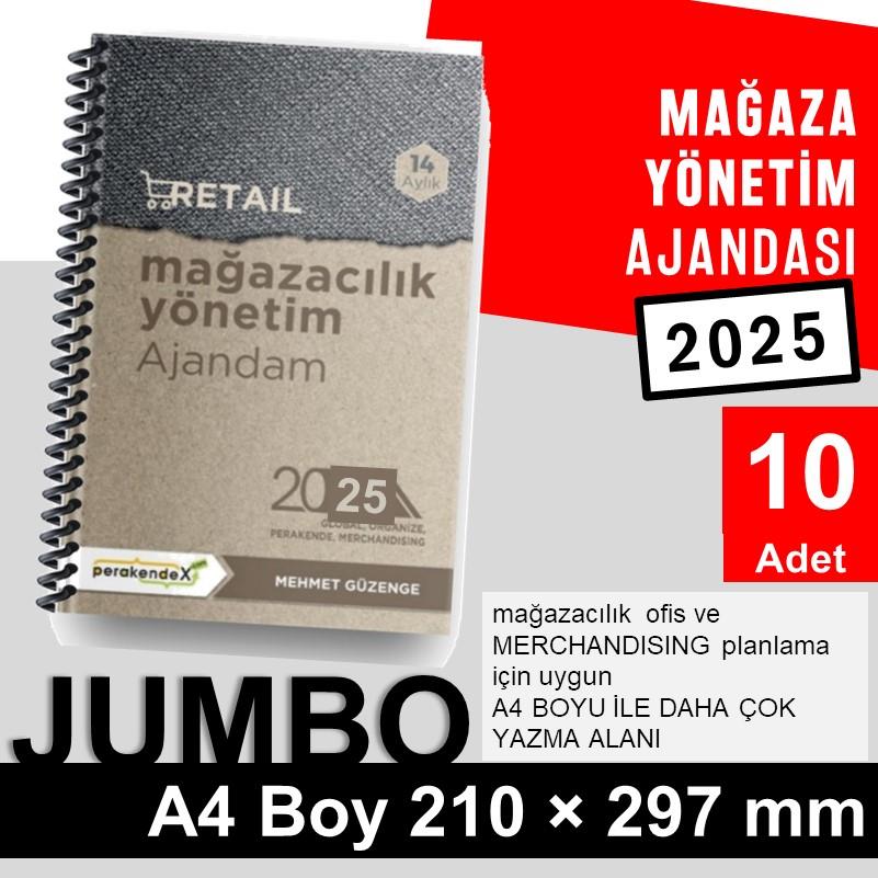 10 adet MAĞAZA YÖNETİM AJANDASI 2025 --Natürel -JUMBO BOY - 14 AYLIK//MAĞAZA YÖNETİM AJANDASI