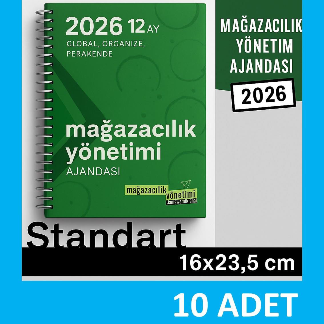 10 adet MAĞAZA YÖNETİM AJANDASI 2026 --xx -Standart Boy - 12 AYLIK//MAĞAZA YÖNETİM AJANDASI