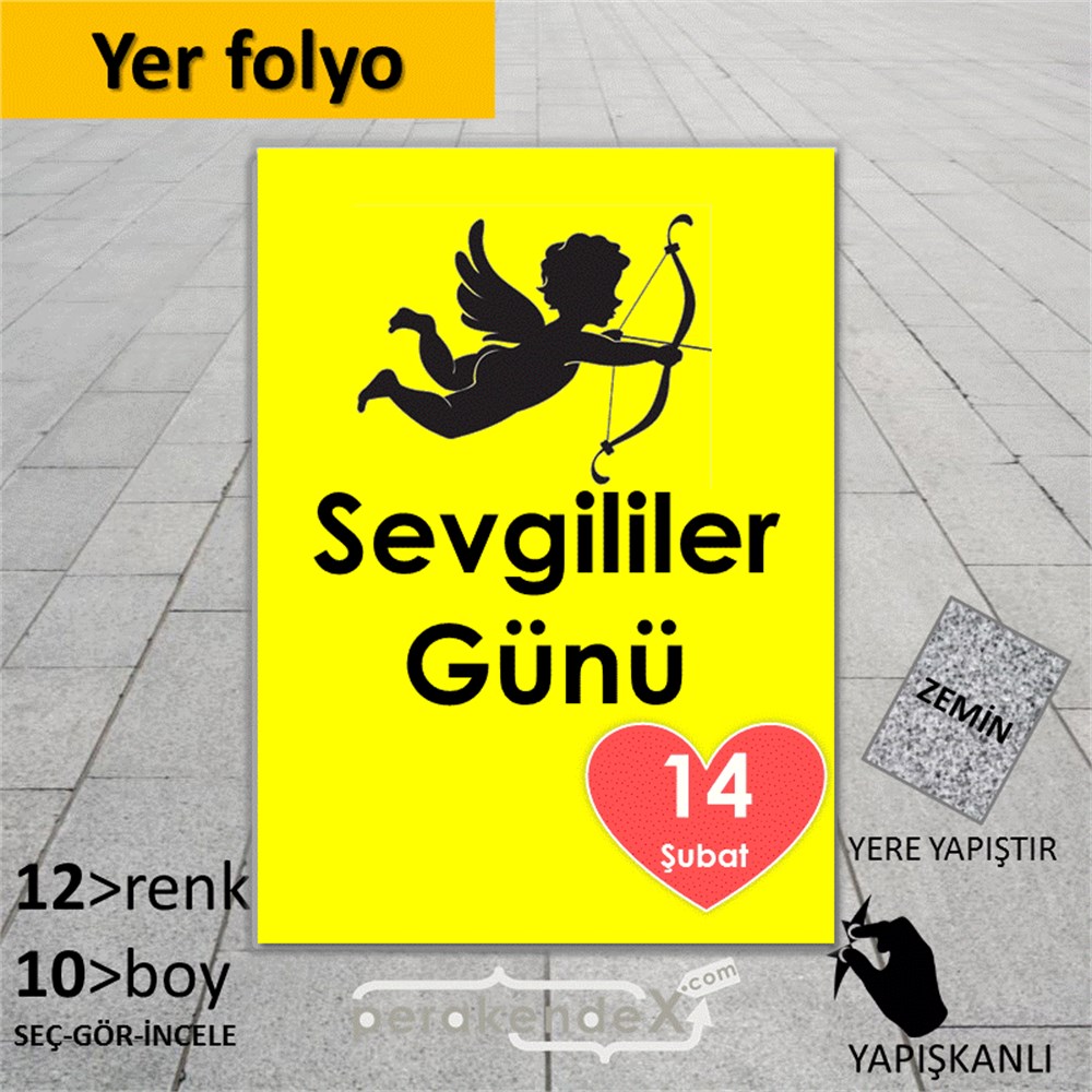 14 şubat sevgililer günü eros YER - ZEMİN FOLYO,  VİNİL -dikdörtgen,tek yön baskı
