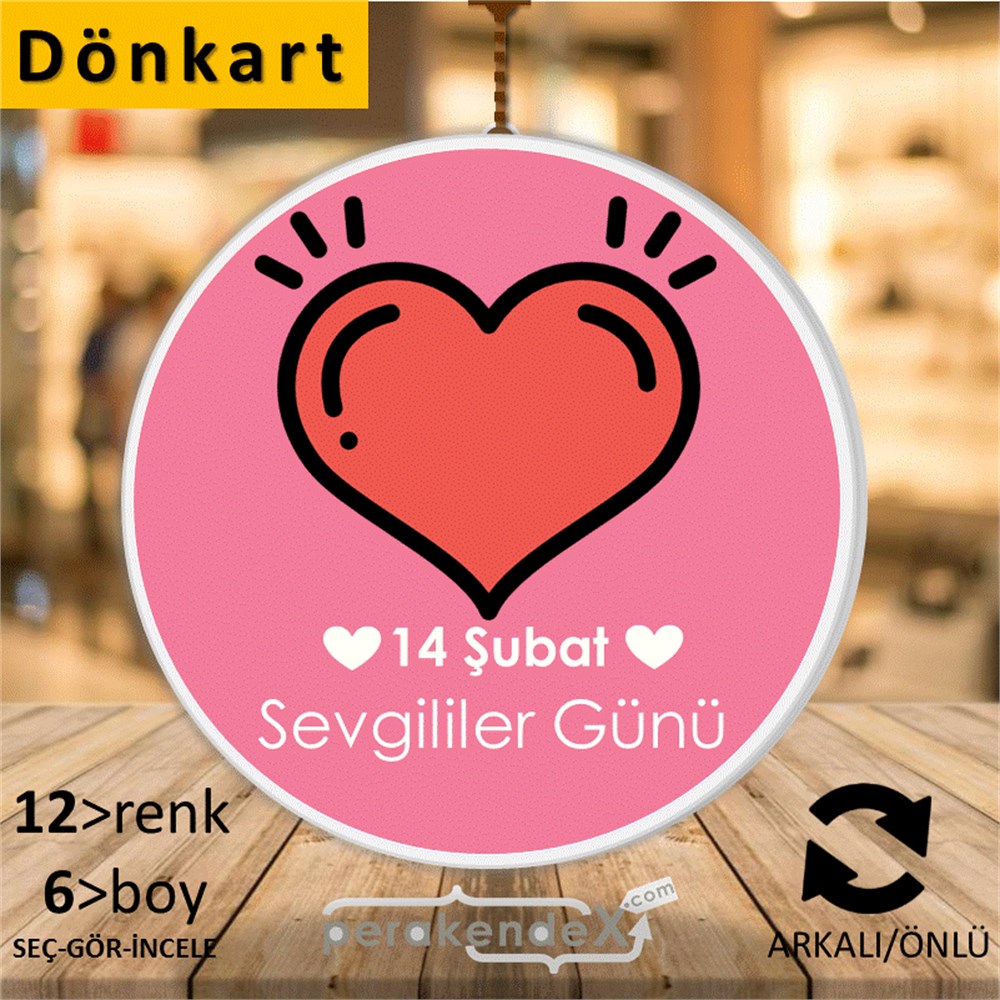 14 Şubat Sevgililer Günü kalbi DÖNKART -Kalp,çift yön baskı
