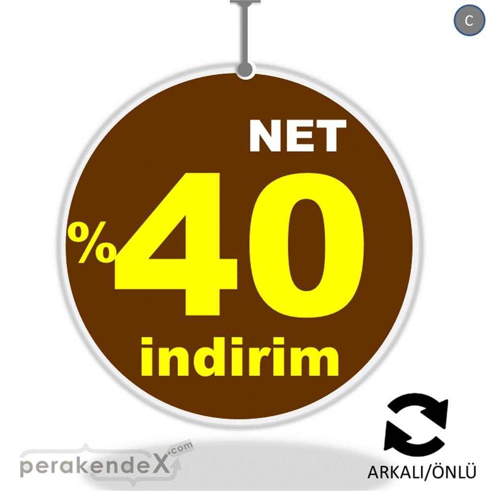 net yüzde 40 indirim DÖNKARTI -oval,çift yön baskı