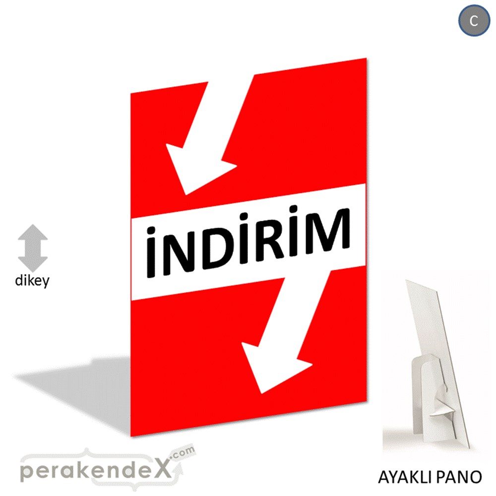 2 oklu indirim AYAKLI REKLAM PANOSU -dikdörtgen,tek yön baskı