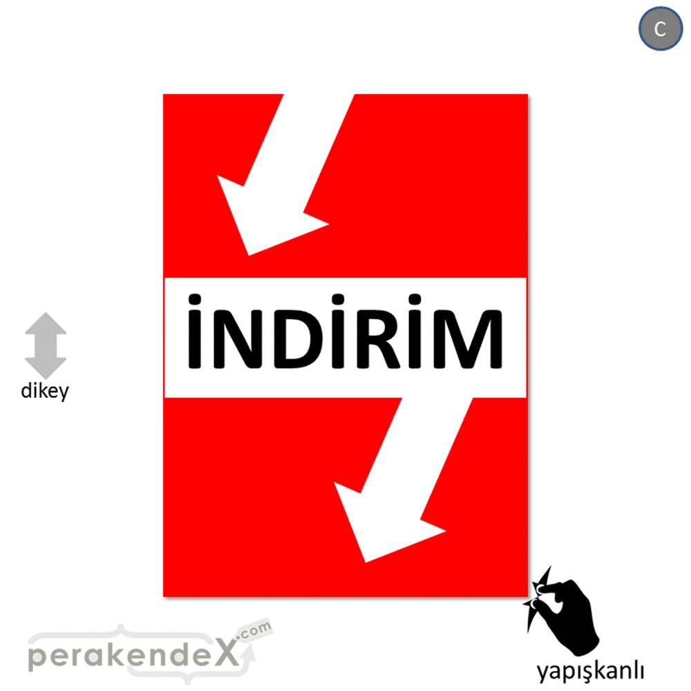 2 oklu indirim CAMA YAPIŞAN FOLYO -dikdörtgen,tek yön baskı