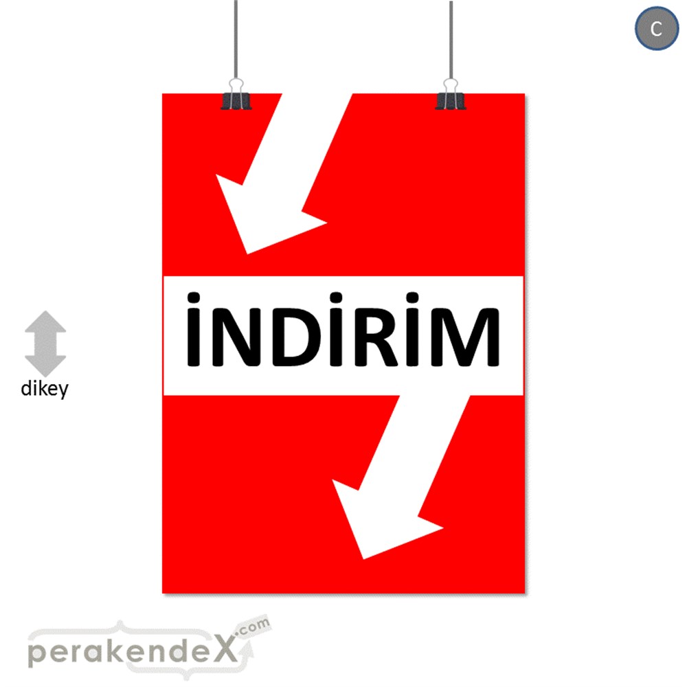 2 oklu indirim SERT PLASTİK POSTER -dikdörtgen,tek yön baskı