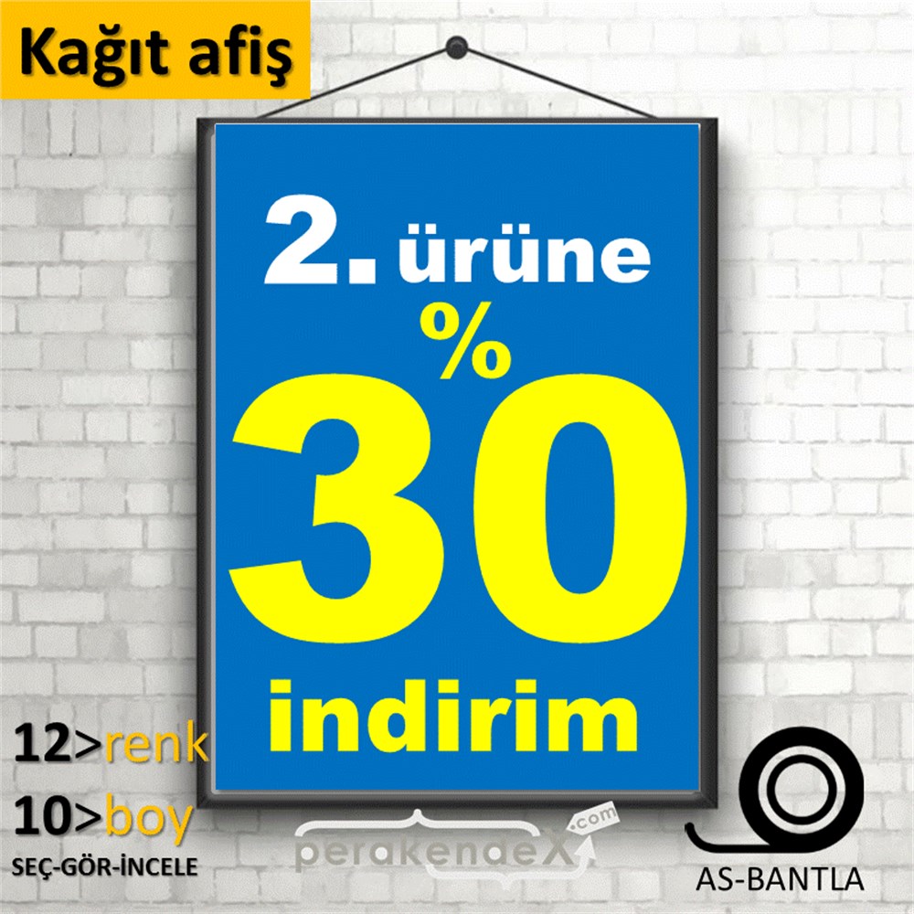 2. ürüne yüzde 30 indirim POSTERİ -dikdörtgen,tek yön baskı