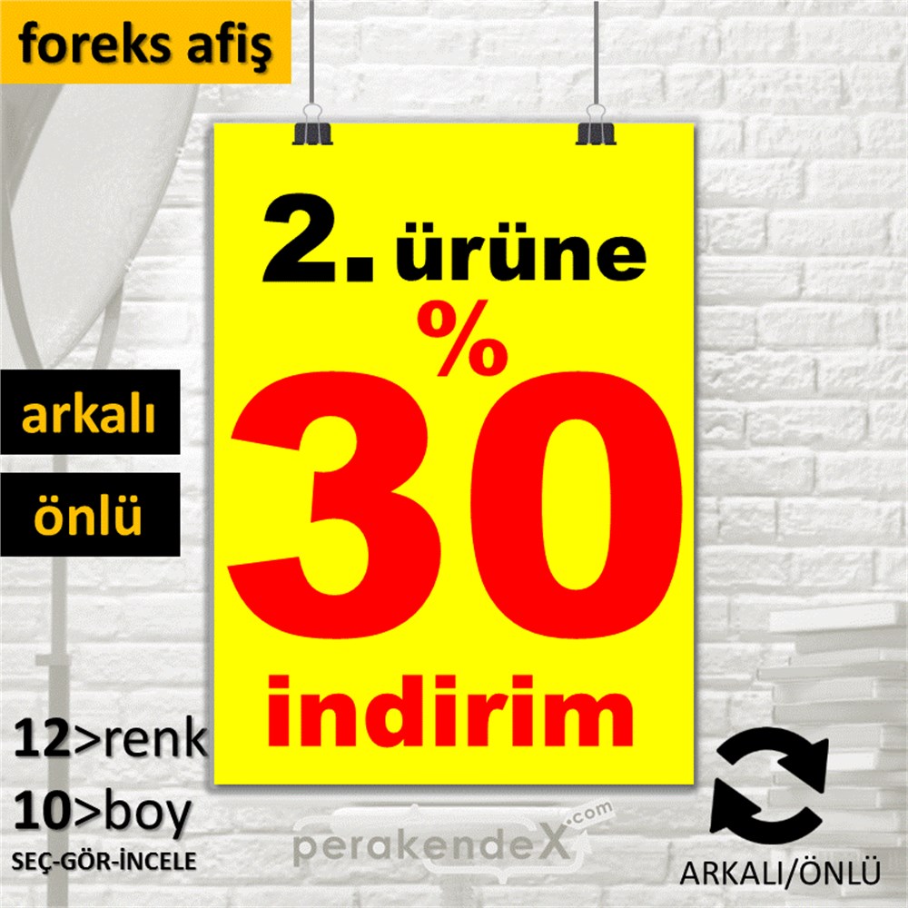 2. ürüne yüzde 30 indirim SERT PLASTİK POSTER -dikdörtgen,çift yön baskı