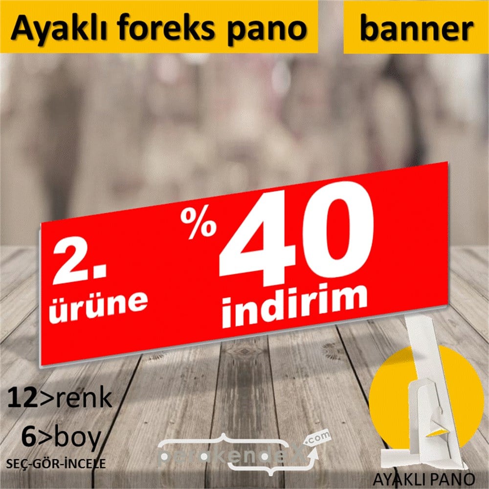 2. ürüne yüzde 40 indirim AYAKLI REKLAM BANNER -dikdörtgen,tek yön baskı