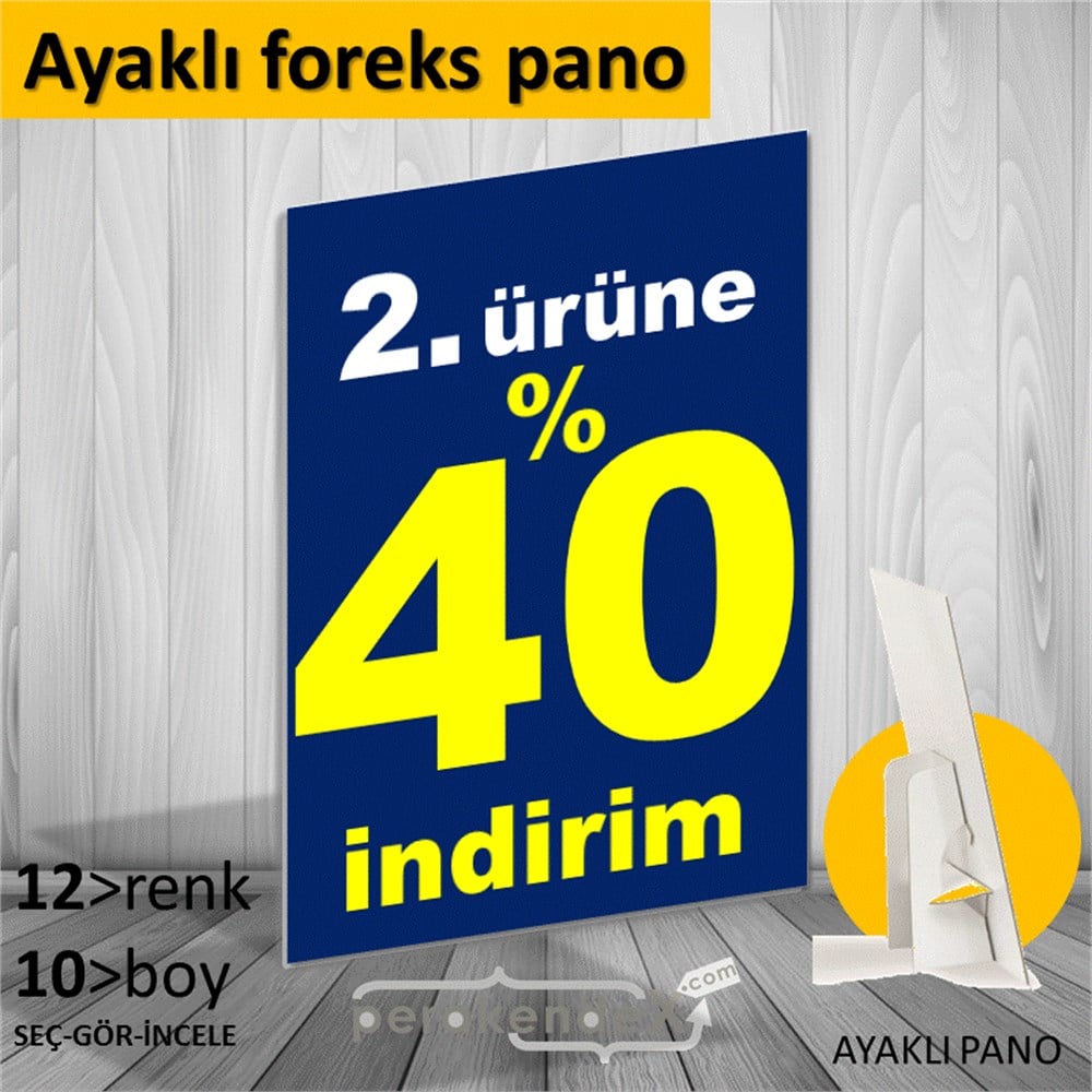 2. ürüne yüzde 40 indirim AYAKLI REKLAM PANOSU -dikdörtgen,tek yön baskı