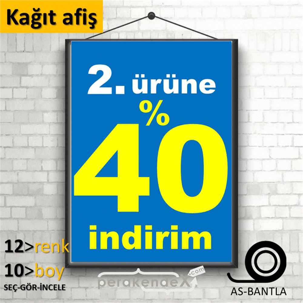 2. ürüne yüzde 40 indirim POSTERİ -dikdörtgen,tek yön baskı
