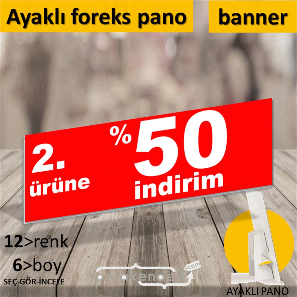 2. ürüne yüzde 50 indirim AYAKLI REKLAM BANNER -dikdörtgen,tek yön baskı