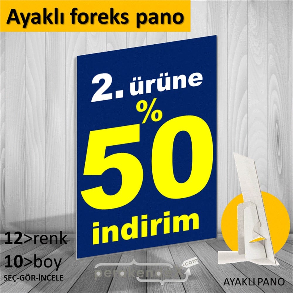 2. ürüne yüzde 50 indirim AYAKLI REKLAM PANOSU -dikdörtgen,tek yön baskı