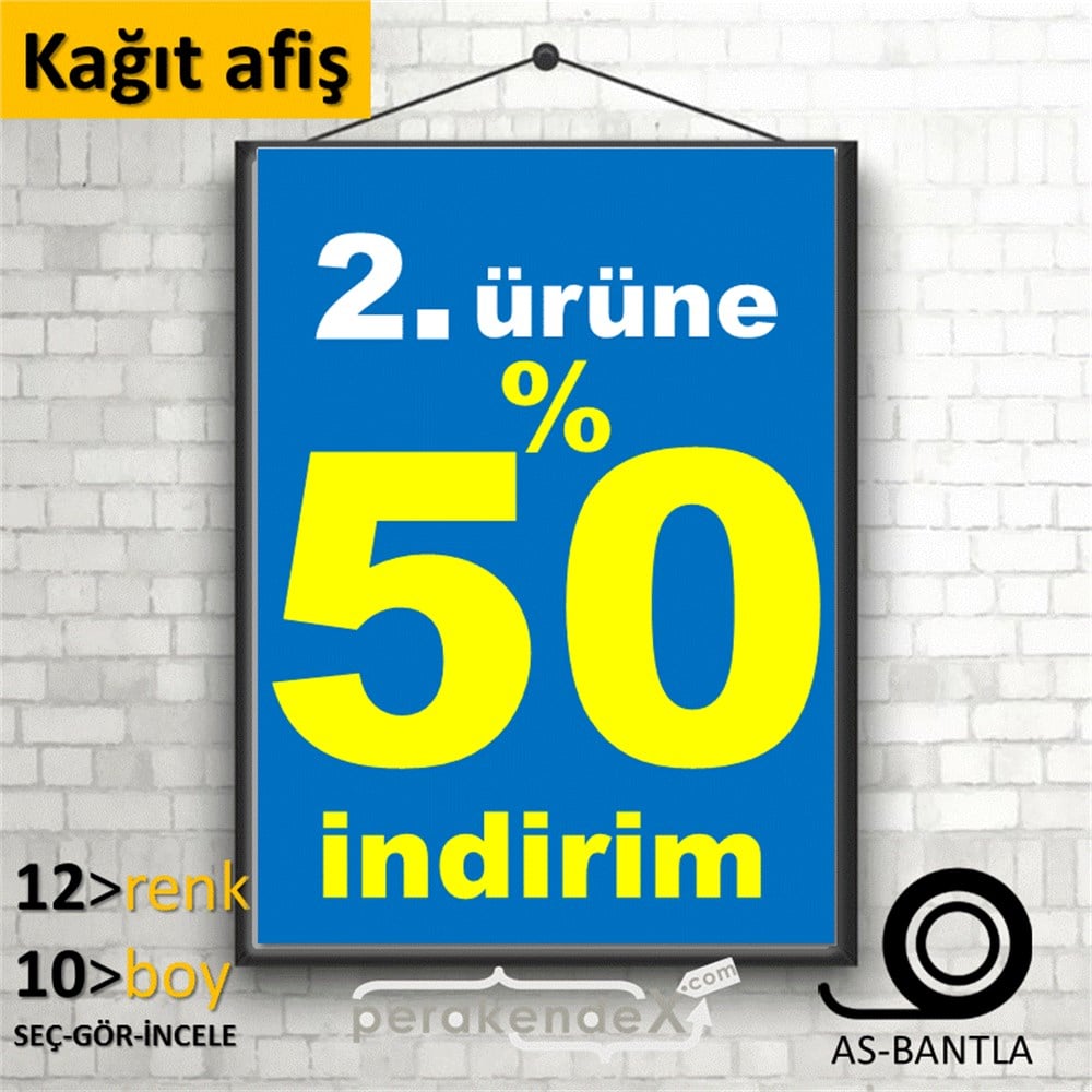 2. ürüne yüzde 50 indirim POSTERİ -dikdörtgen,tek yön baskı