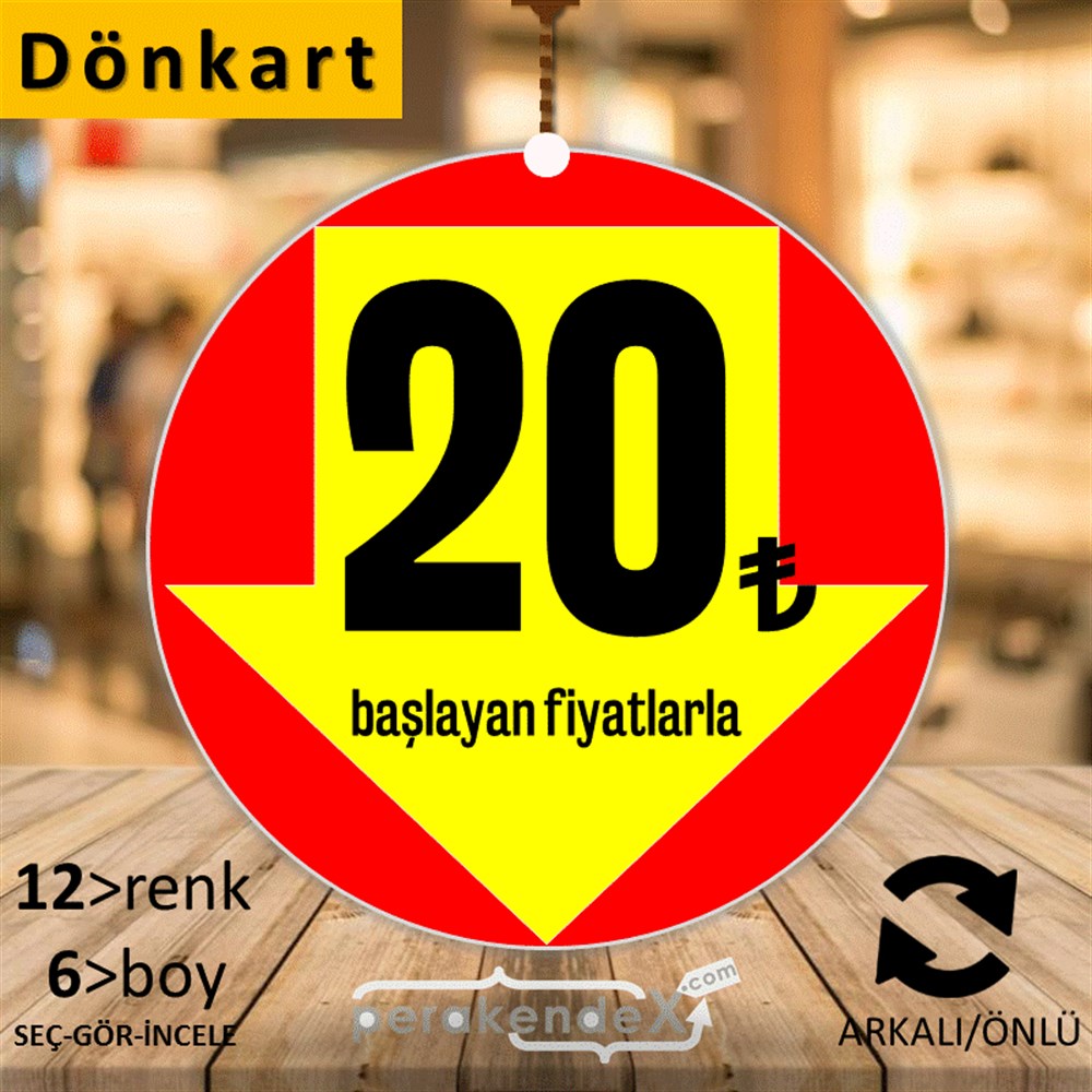20 Tl Den Başlayan Fiyatlarla Fiyatlık DÖNKART -oval,çift yön baskı