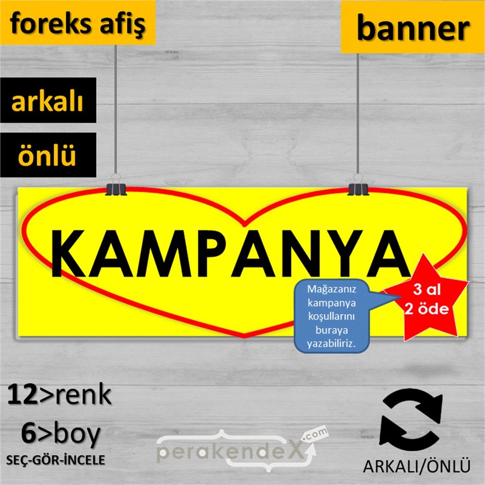 yıldızlı kampanya  SERT PLASTİK POSTER,  AFİŞ (BANNER) -dikdörtgen,çift yön baskı