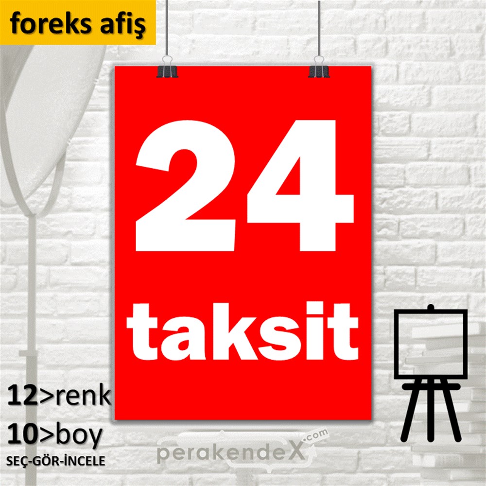 24 Taksit SERT PLASTİK POSTER,  AFİŞ -dikdörtgen,tek yön baskı