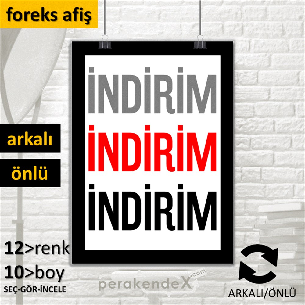 3-1X İndirim Kalın Çerçeveli SERT PLASTİK POSTER,  AFİŞ -dikdörtgen,çift yön baskı