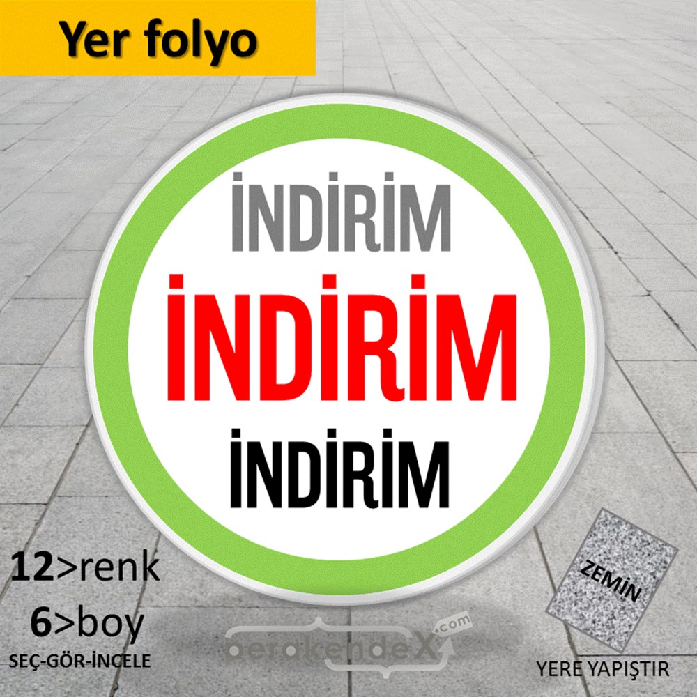 3-1X İndirim Kalın Çerçeveli YER - ZEMİN FOLYO,  VİNİL -oval,tek yön baskı
