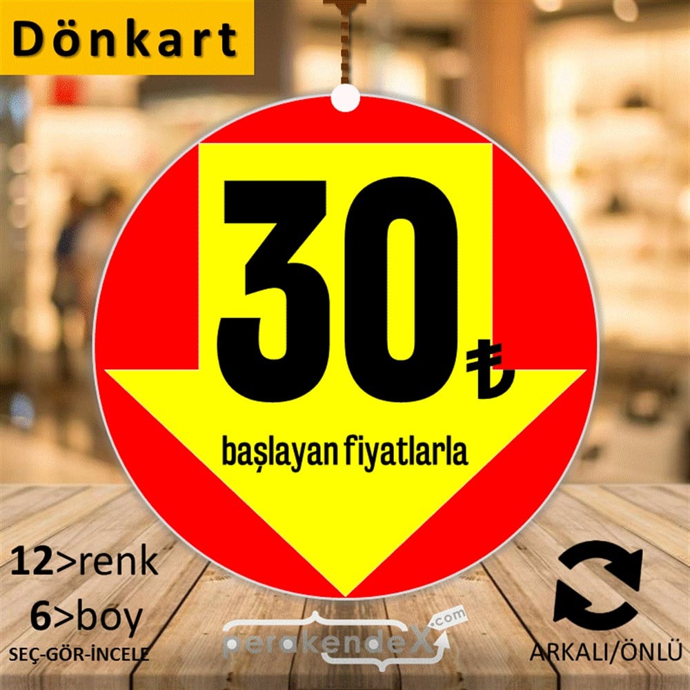 30 Tl Den Başlayan Fiyatlarla Fiyatlık DÖNKART -oval,çift yön baskı