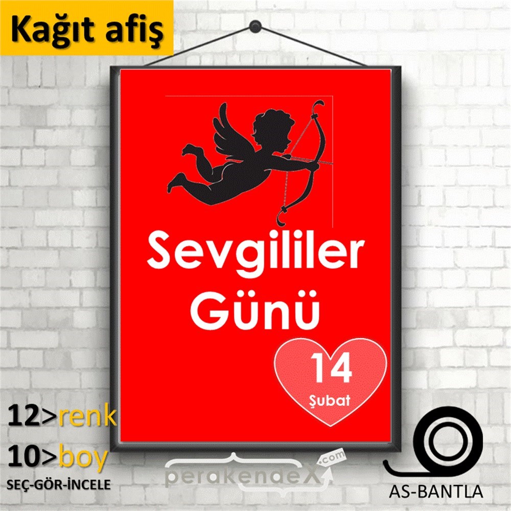 14 şubat sevgililer günü eros KAĞIT POSTER,  AFİŞ -dikdörtgen,tek yön baskı