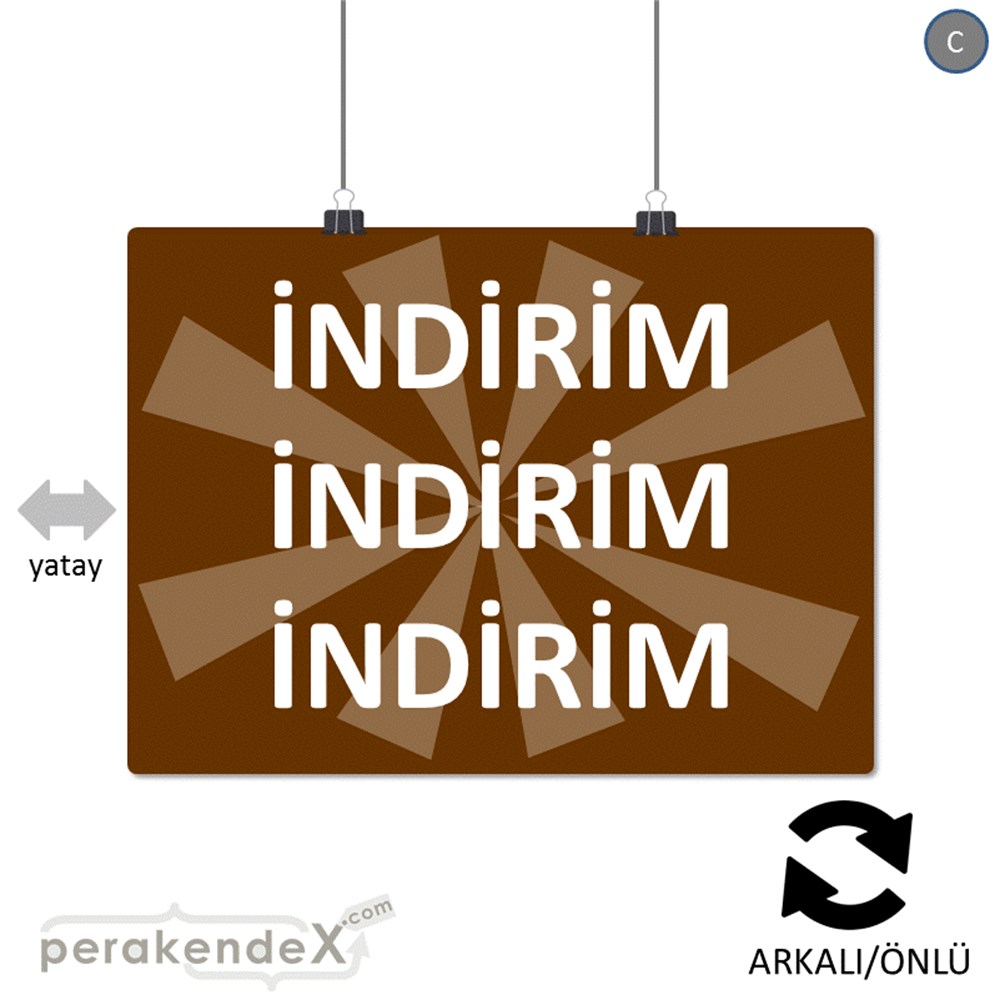 3X indirim SERT PLASTİK POSTER -dikdörtgen,çift yön baskı