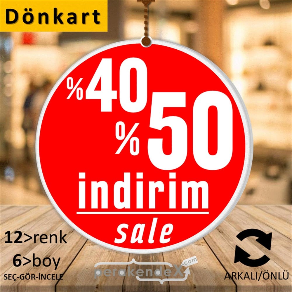 %40 %50 İndirim Sale DÖNKART -oval,çift yön baskı