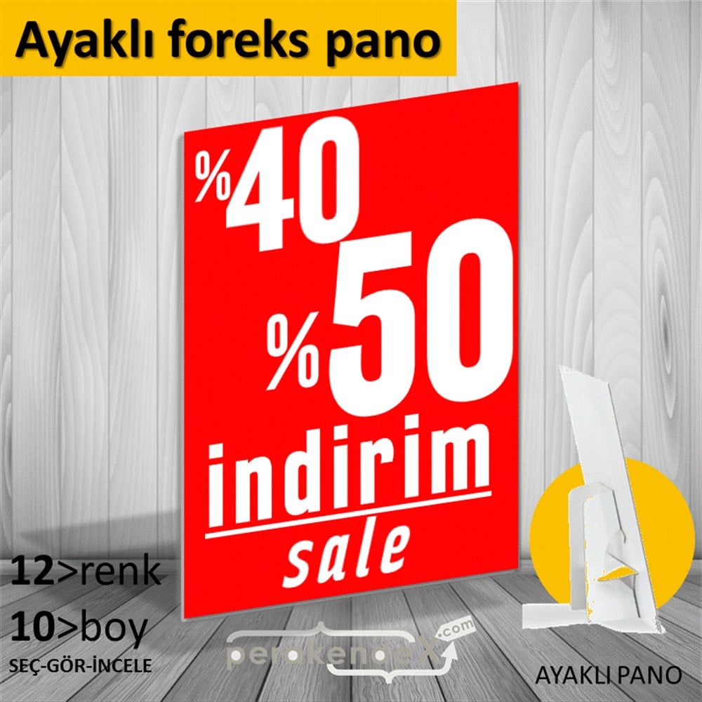 %40 %50 İndirim Sale KARTON AYAKLI POSTER,  PANO -dikdörtgen,tek yön baskı
