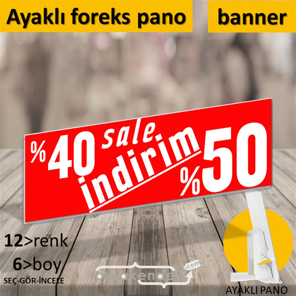 %40 %50 İndirim Sale KARTON AYAKLI POSTER,  PANO (BANNER) -dikdörtgen,tek yön baskı