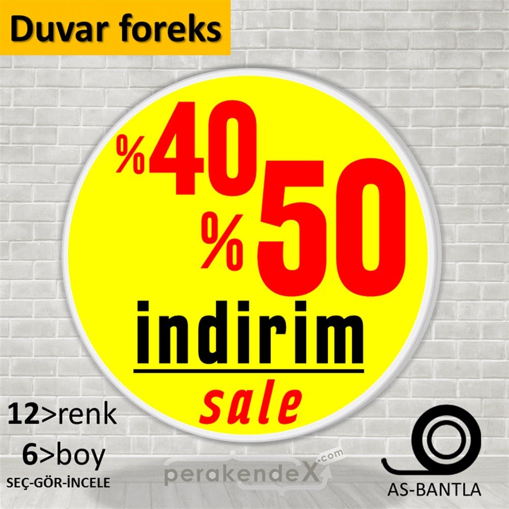 %40 %50 İndirim Sale SERT PLASTİK POSTER,  AFİŞ -oval,tek yön baskı