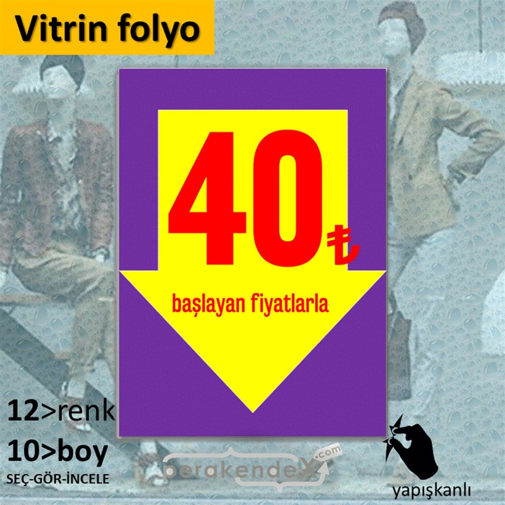 40 Tl Den Başlayan Fiyatlarla Fiyatlık VİTRİN - CAM FOLYO,  VİNİL -dikdörtgen,tek yön baskı