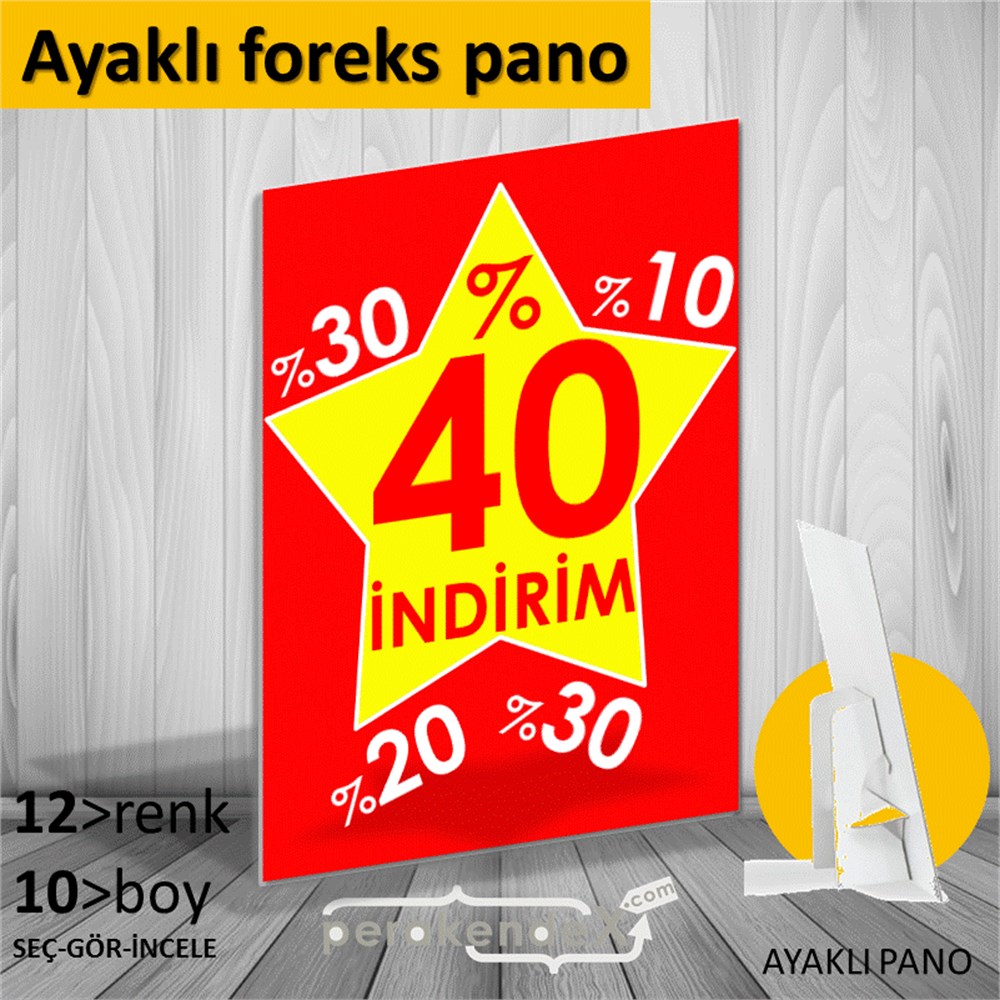 %40'A Kadar İndirim Yıldızlı Kademeli KARTON AYAKLI POSTER,  PANO -dikdörtgen,tek yön baskı