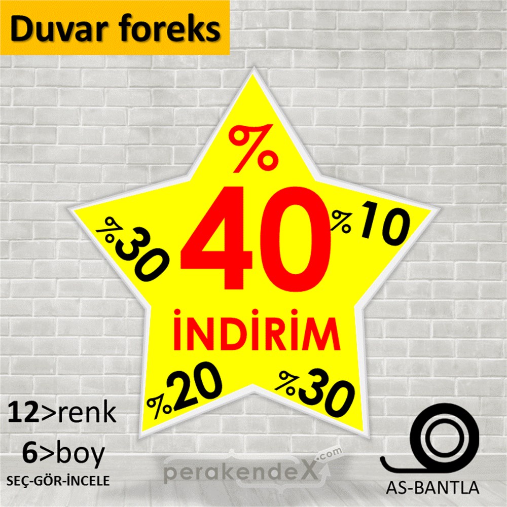 %40'A Kadar İndirim Yıldızlı Kademeli SERT PLASTİK POSTER,  AFİŞ -yıldız,tek yön baskı