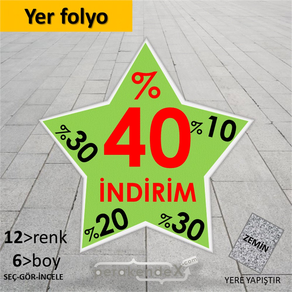 %40'A Kadar İndirim Yıldızlı Kademeli YER - ZEMİN FOLYO,  VİNİL -yıldız,tek yön baskı